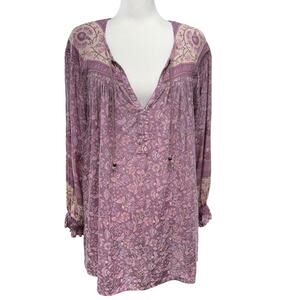 Spell & The Gypsy Collective Dahlia Mulberry Blouse Size XS Oversized Boho Pink